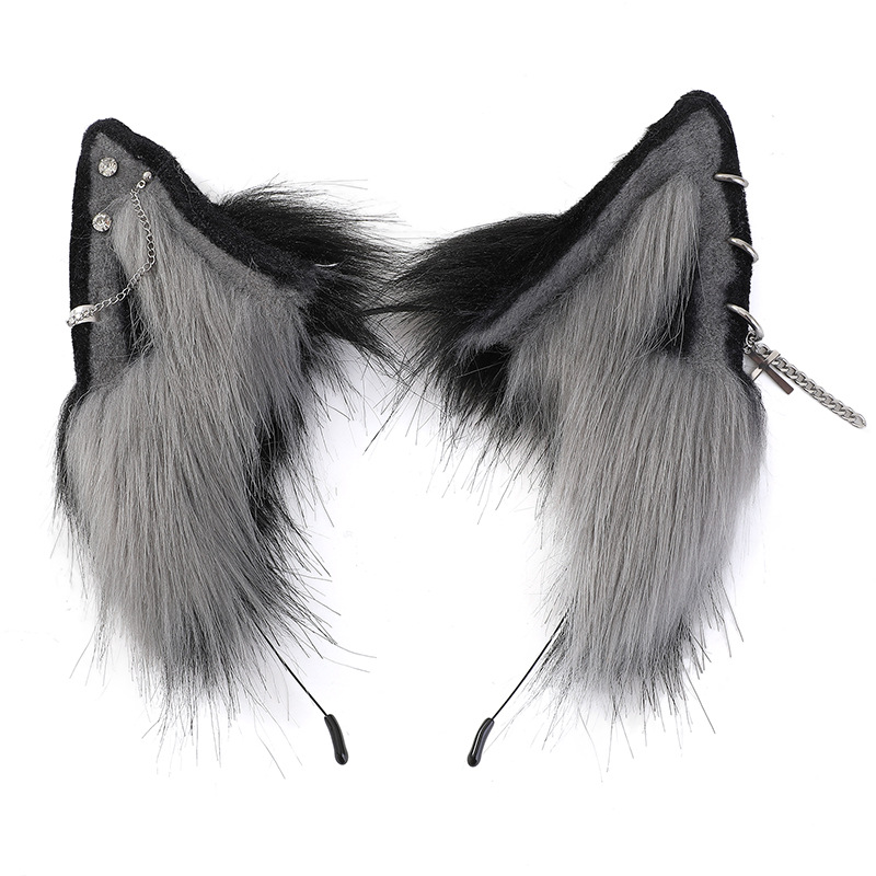 Lolita gótico vampiro rojo Lobo oreja venda cos apoyos oscuro pelo banda tocado horquilla negro oscuro