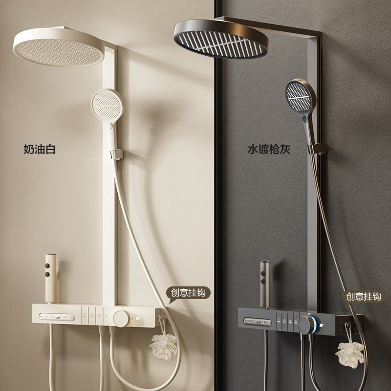 All Copper Digital Display Cream White Chlorine Removal and Skin Beauty Shower suit Household Toilet Super Large Top Spray Shower Pressurized Shower