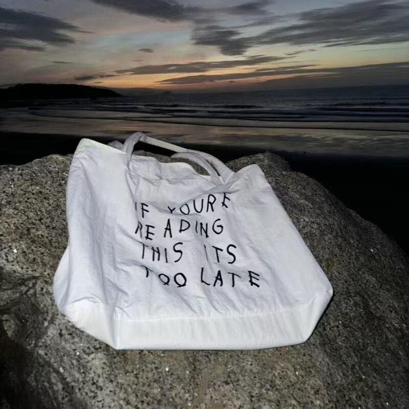 Pool Not Poor Black and White Simple Large Capacity Waterproof Nylon Lightweight Printed Satchel Work Clothing Shoulder Tote Bag Pool Not Poor Black and White Simple Large Capacity Waterproof Nylon Lightweight Printed Satchel Work Clothing Shoulder Tote Bag