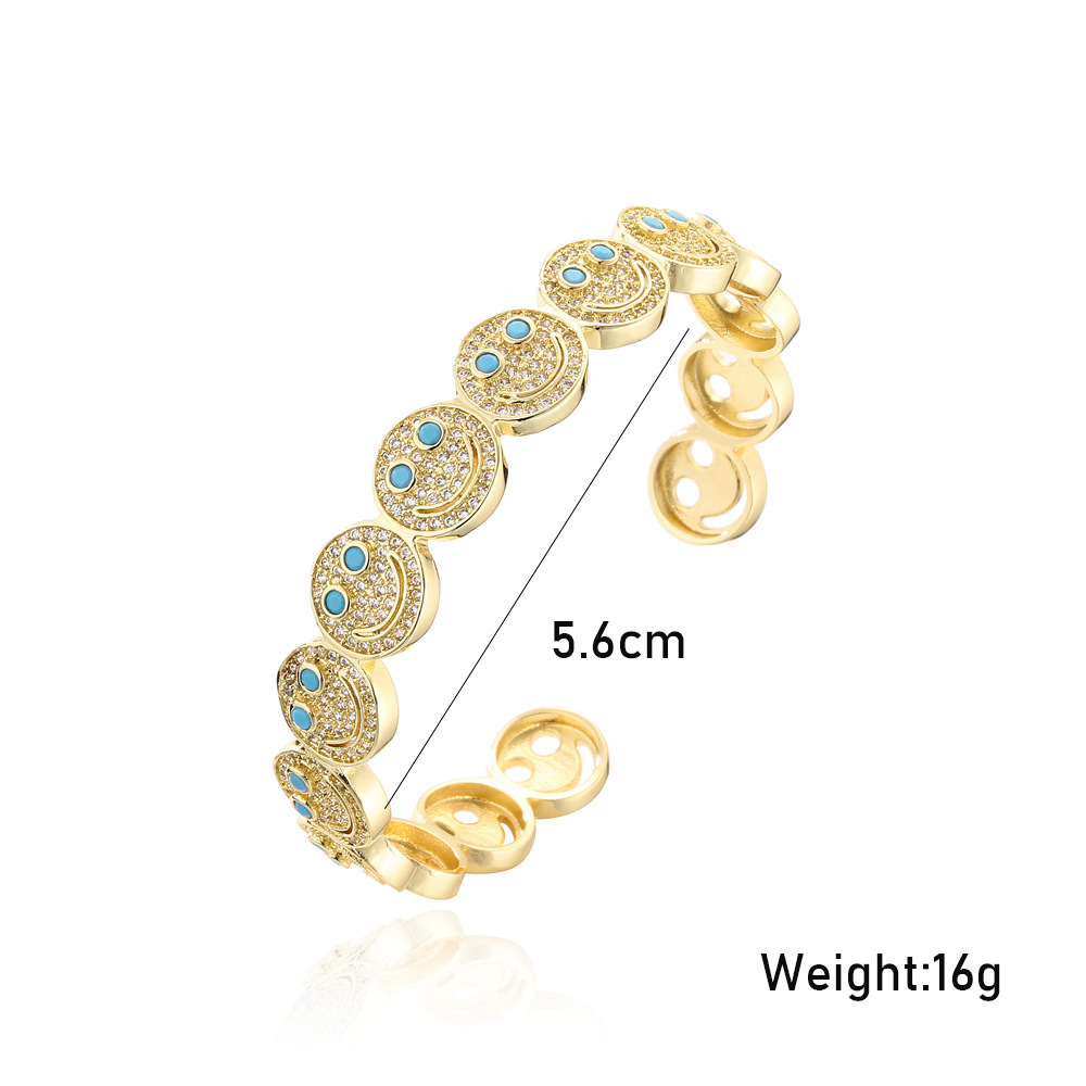 fashion smiley face bracelet copper micro-inlaid zircon jewelry