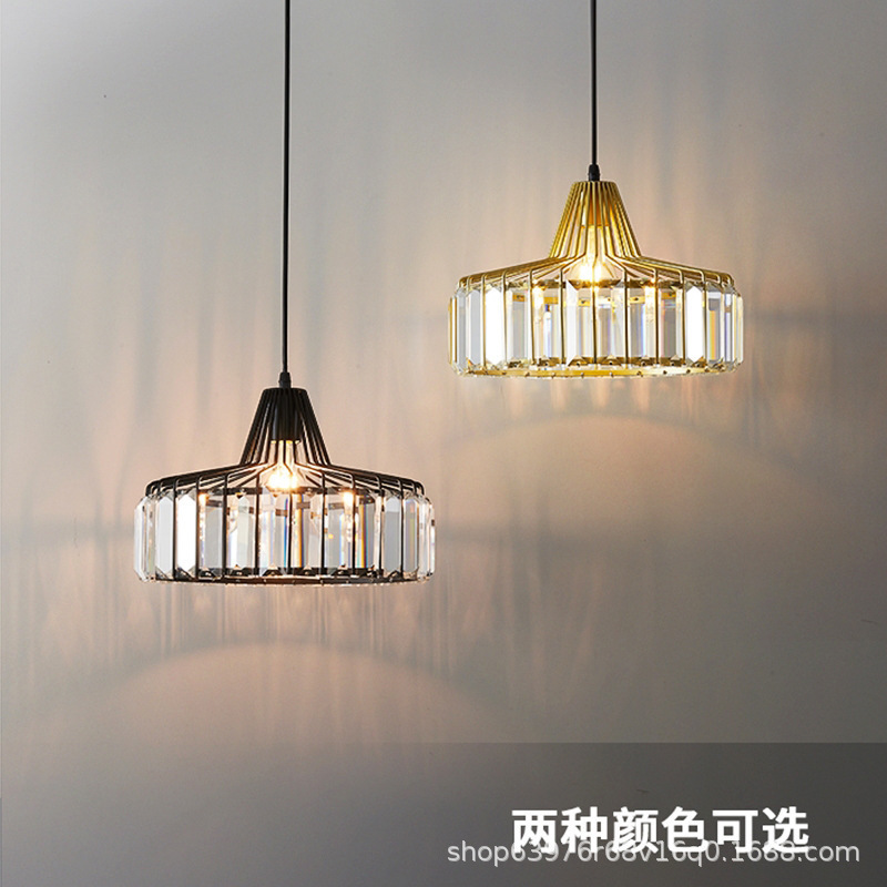 现代简约水晶走廊过道门厅入户灯玄关卧室床头跨境美式餐厅小吊灯|undefined
