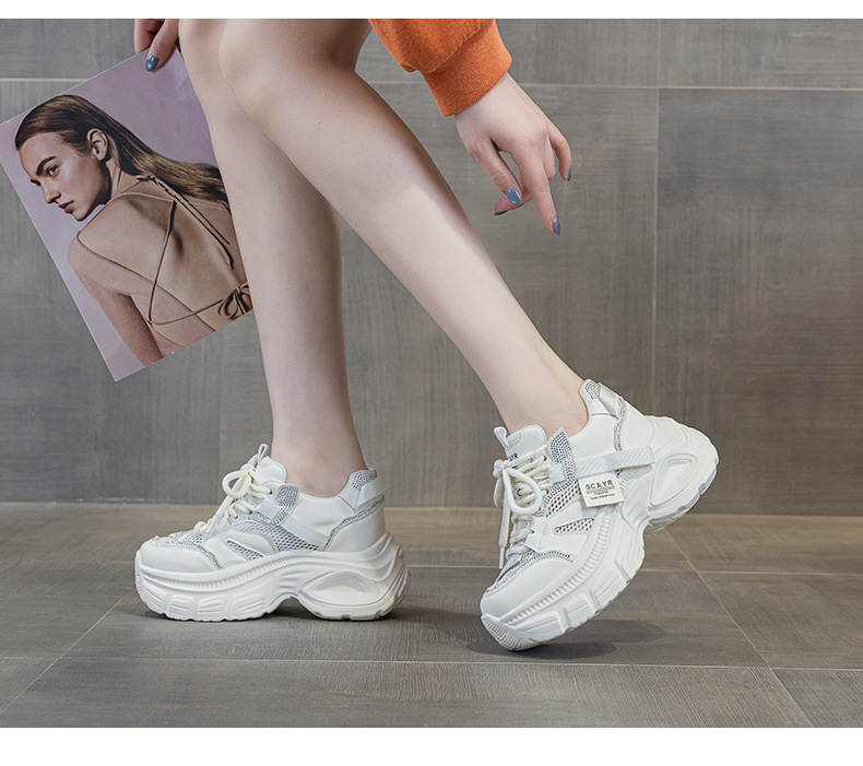 Giày sneaker chunky nữ đế dày độn cao bên trong phong cách thời trang mạng mới hè 2026 — M2831 màu tím, M2831 bạc, M 2831m màu chi tiết 26
