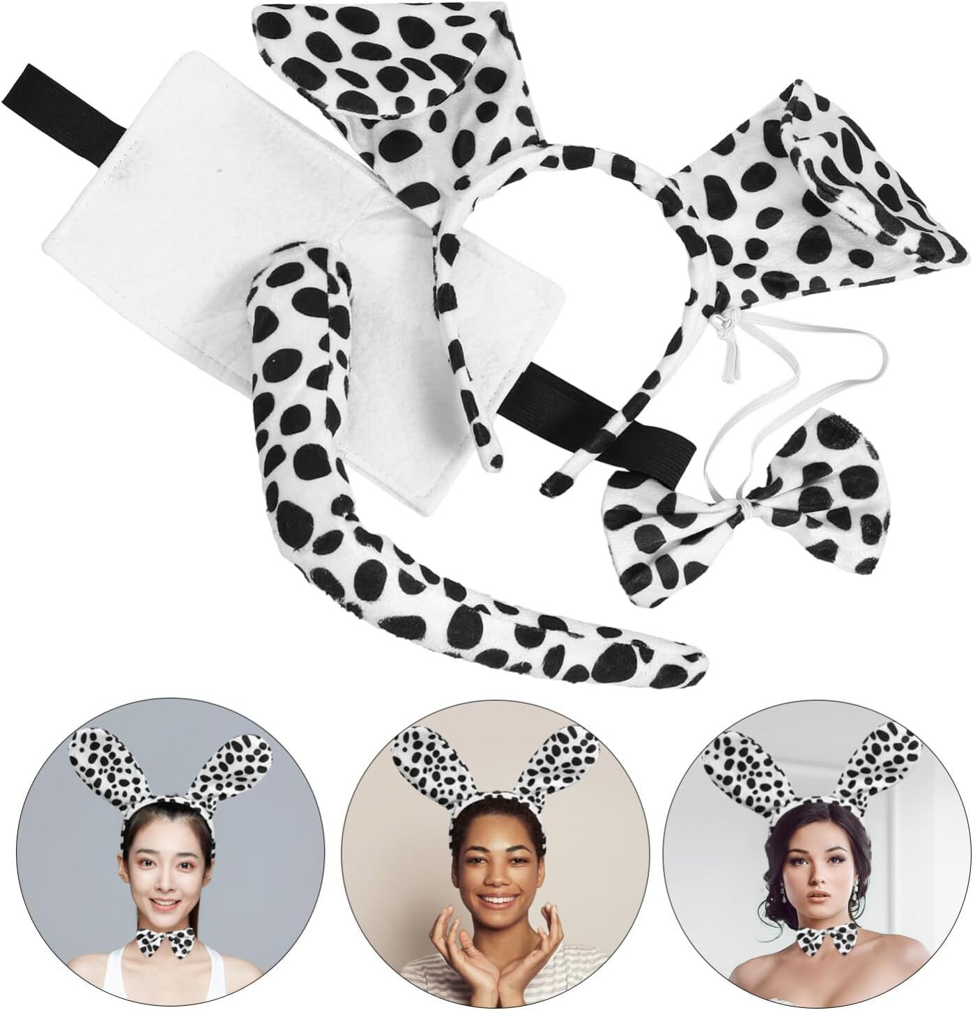 Fascia per capelli dalmata di Halloween, orecchie, guanti, gonna, travestimento per Halloween_voghion.com