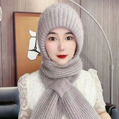 New hat women's autumn and winter squirrel velvet thickened three-piece hat outdoor cold and windproof hat scarf one-piece hat