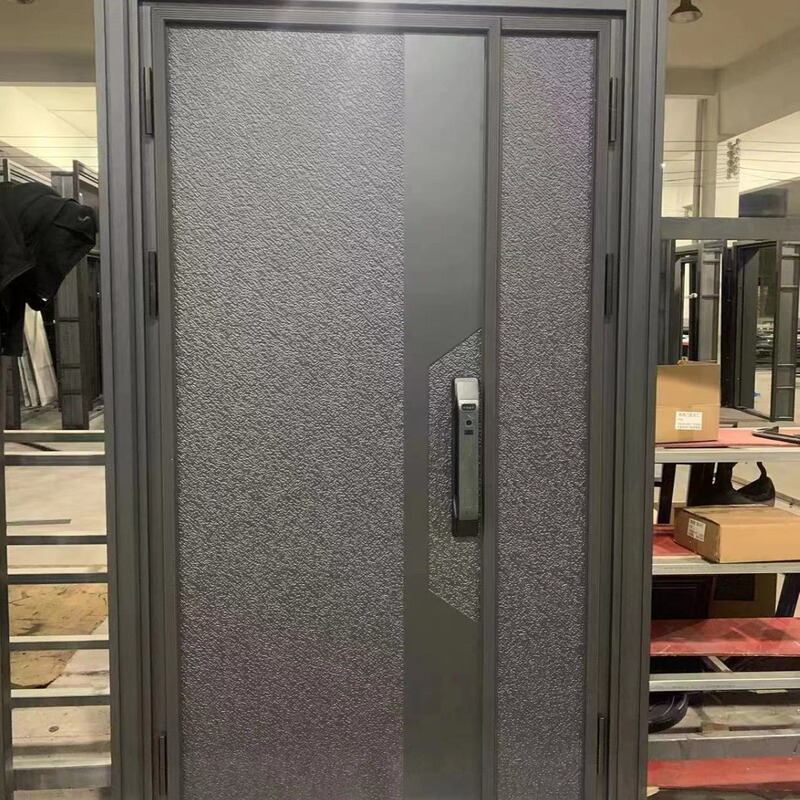 Personalized Design Fluorocarbon Paint Carved 6 Thick Back with Heightened Door Lintel Entry Cast Aluminum Double Door