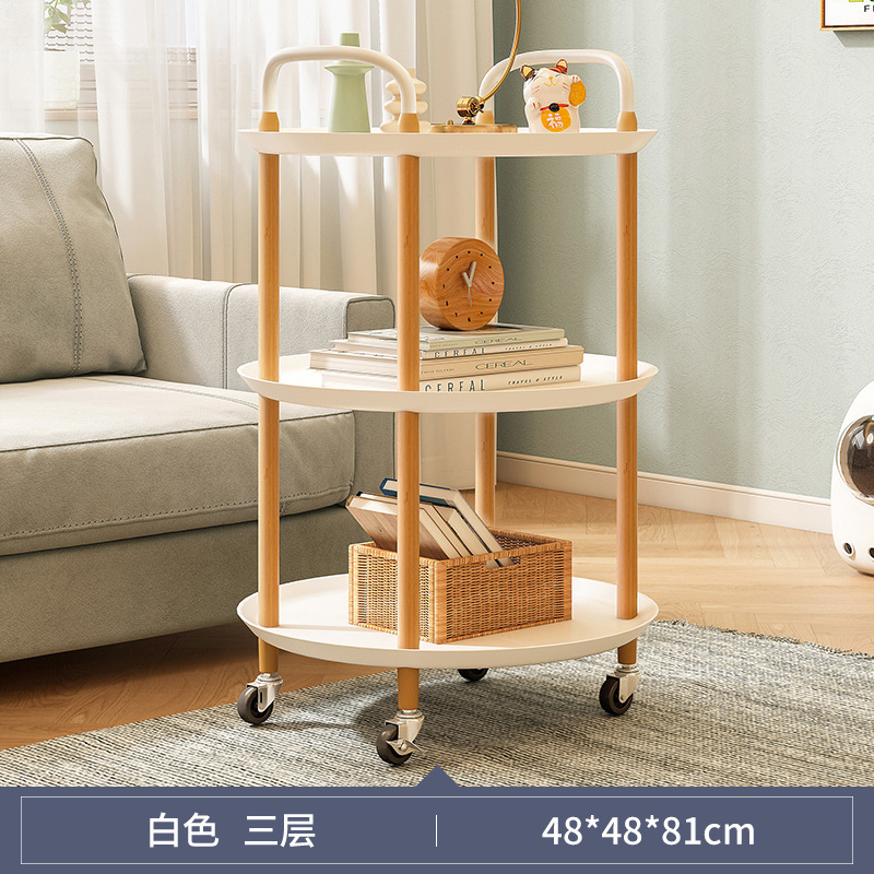 Estante de carro de cabecera de viento crema Estante de almacenamiento de bocadillos multicapa con ruedas para el hogar simple Estante de almacenamiento de teléfonos móviles