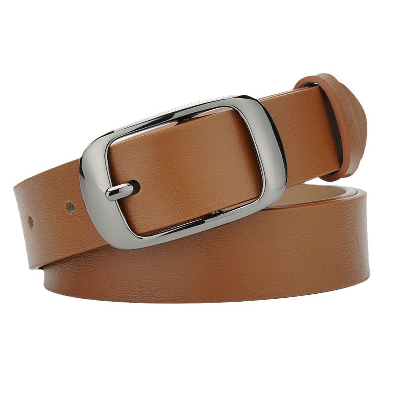 Curea din piele pentru femei, cu cataramă cu ac, nouă, vânzare fierbinte, 2024, fără strat intermediar, versatilă, curea cu cataramă japoneză, populară, din piele de vacă pură, pentru femei_voghion.com