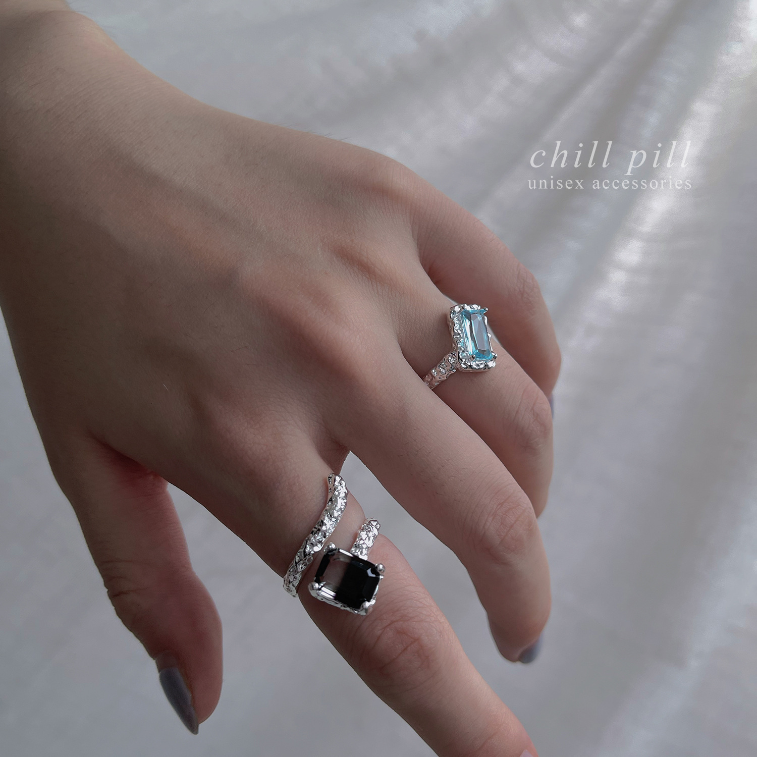 Retro fashionable geometric creative ring with stone with zircon