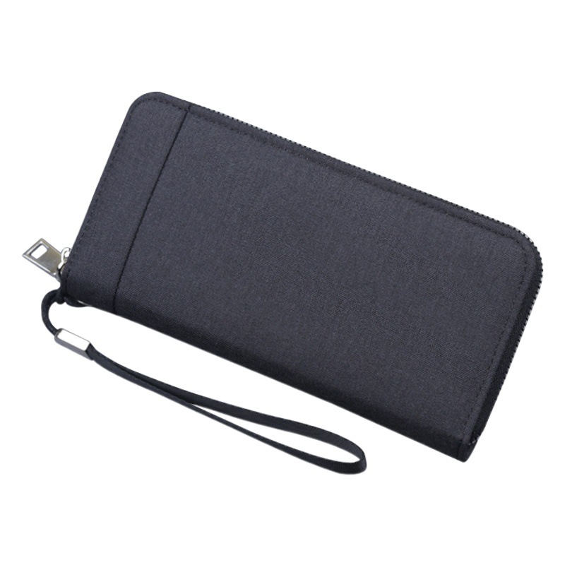 Cartera de lona para hombre, bolso largo, embrague con cremallera para hombre, bolso para teléfono móvil para hombre, ocio de mezclilla de gran capacidad