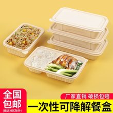 一次性打包盒分格长方形可降解环保餐盒外卖快餐两格玉米淀粉饭盒