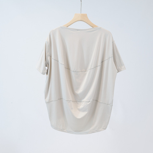 Summer Thin Sunscreen Ice Silk Loose-Fitting Slimming Short-Sleeved Women's Casual Yoga Round Neck Quick-Drying Short T-Shirt