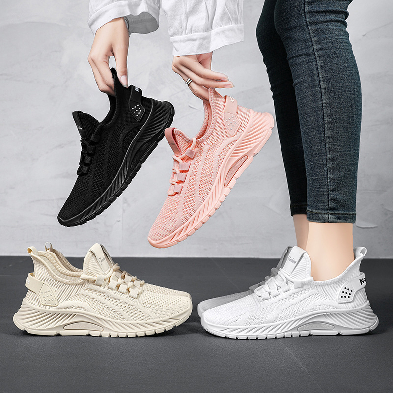 Cross-Border Plus Size Casual Breathable Sneakers Women's Veelzijdige Hardloopschoenen in effen kleur_voghion.com