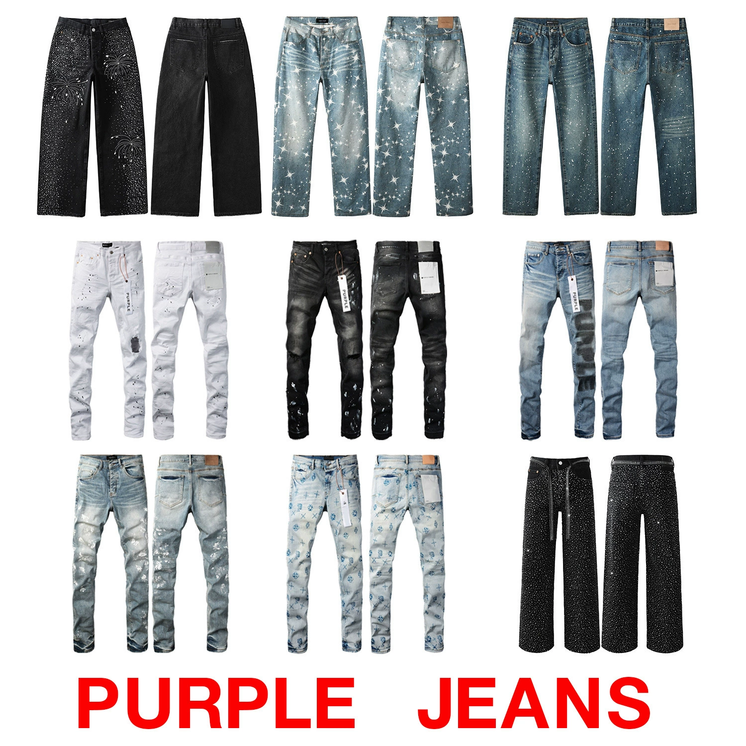 Джинсы Purple, европейский хип‑хоп стиль, фиолетовая обработка, размеры 28–40 (цвета по коду)