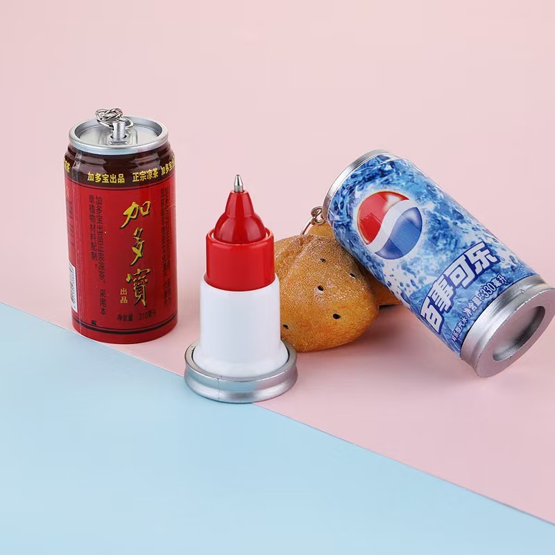 クリエイティブ伸縮ペン缶ボールペン模造飲料瓶キーホルダーミニコーラ雪碧ペンダントかわいい|undefined