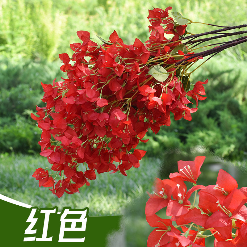 模擬三角梅の枝、造花、家の装飾、結婚式のアーチ、天井の造園、装飾花、緑の植物、造園|undefined