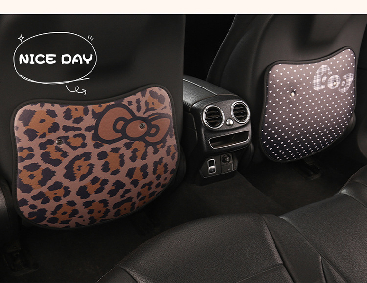Car Anti-Kick Pad Kidsren's Seat Back Anti-Kick Pad Leopard Print Kt Cat Heart Bow Seat Back Anti-Fouling Anti-Rubbing Pad
