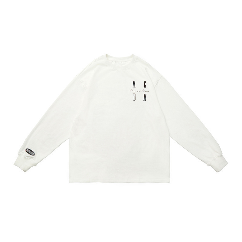 【王鶴山吹同金】ME国潮牌長袖純綿tシャツ男女春秋にロゴプリントがゆるい|undefined