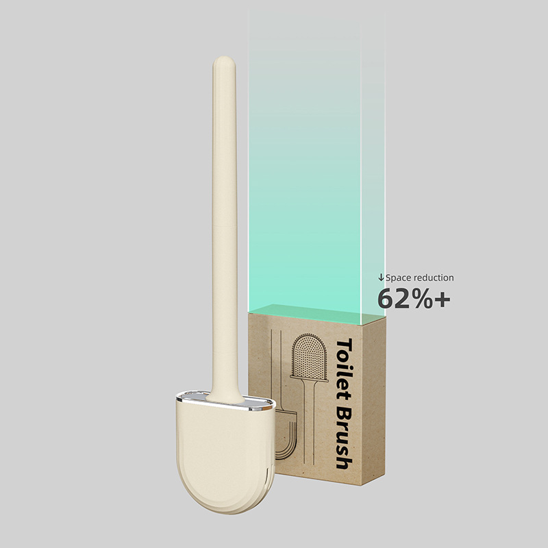 Cepillo de baño de goma suave para uso doméstico, cepillo de limpieza para baño estilo crema con base, cepillo de baño con varilla desmontable al por mayor.