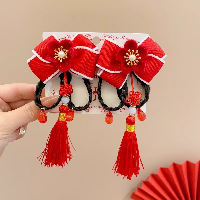 Horquillas Tradicionales Chinas para Niñas de Aleación y Terciopelo para Año Nuevo Chino