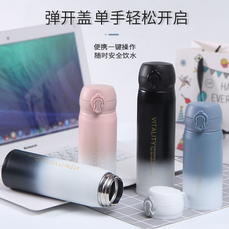 New 304 Stainless Steel Vacuum Insulated Cup Wholesale Gradient Color Student Bounce Cup Gift Cup with Engraved Logo New 304 Stainless Steel Vacuum Insulated Cup Wholesale Gradient Color Student Bounce Cup Gift Cup with Engraved Logo