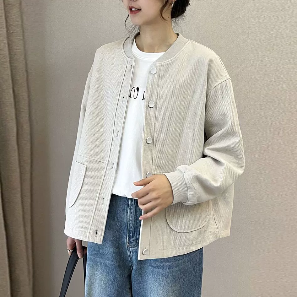 Baseball uniform, spring jacket, solid sweatshirt, Korean style, oversize