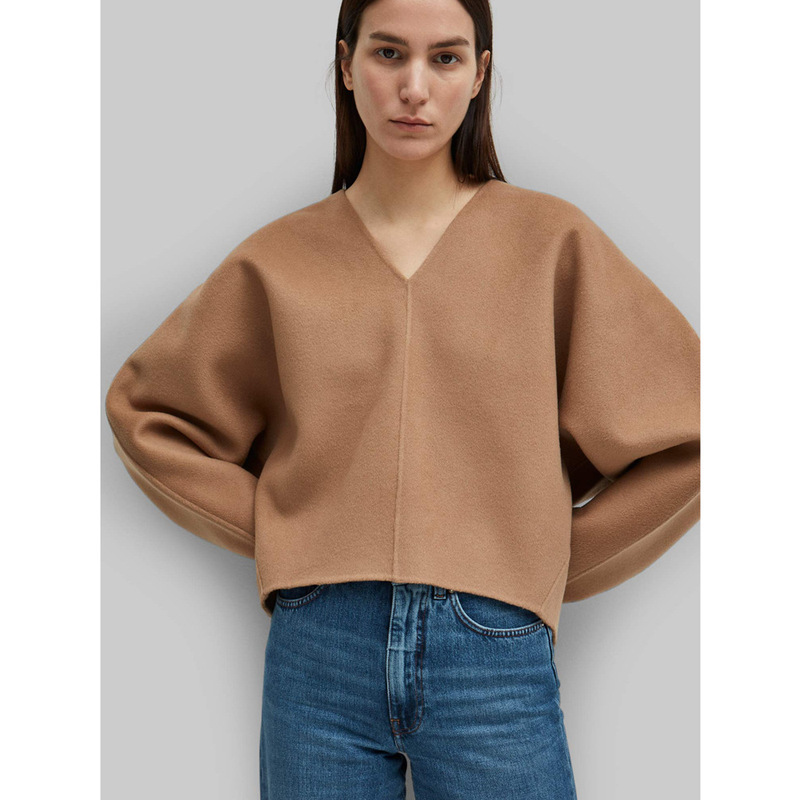 Sumeihui 2026 Autumn and Winter New Minimalist Nordic Tot Loose Pullover Long-Sleeved Double-Sided Wool Top for Women