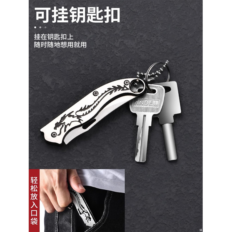 Cuchillo de frutas plegable de acero inoxidable portátil de alta dureza multifuncional cuchillo de entrega rápida