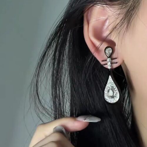 Xiaohongshu's same style black Pipa earrings  new earrings Chinese style ethnic style elegant temperament earrings