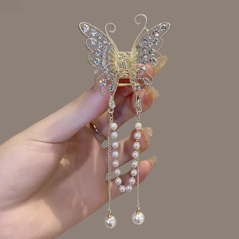 Popular Metal Butterfly Hairpin for Women, High-End and Exquisite Hair Accessories, Ponytail Tassel Pendant, Hair Clip for the Back of the Head