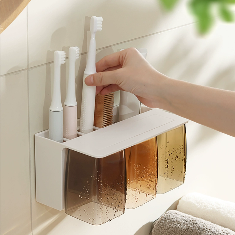 Подставка для зубных щеток, магнитная чашка для полоскания рта, настенный держатель для электрической зубной щетки без перфорации, держатель для зубных чашек, цилиндр для зубной щетки