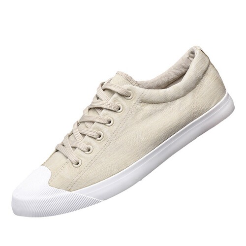 Flash step 2024 spring low-top lace-up flat bottom four-season solid color men's canvas shoes casual shoes lace-up cloth shoes men's shoes