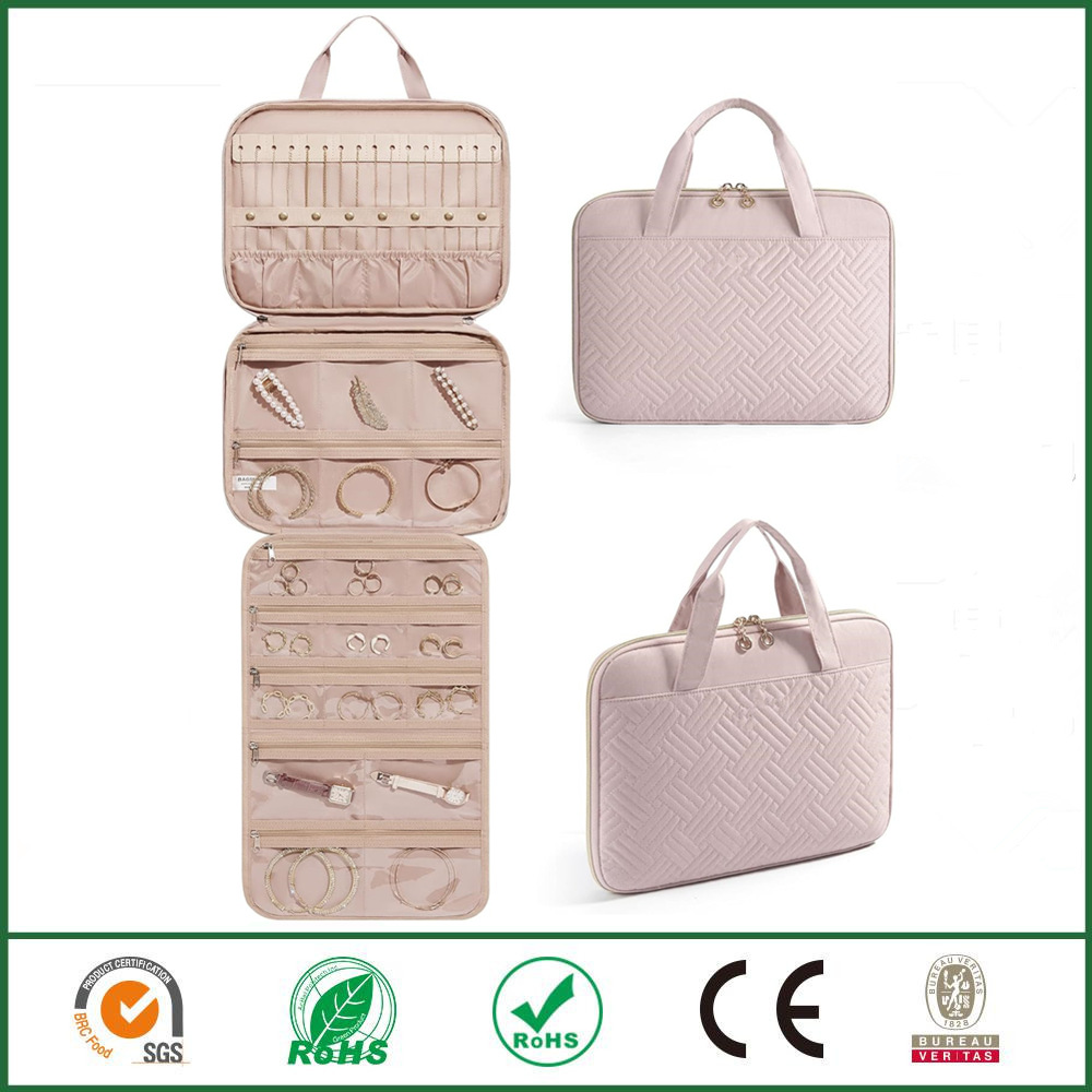 亚马逊新款大容量可折叠便携首饰包时尚透明拉链口袋珠宝收纳包