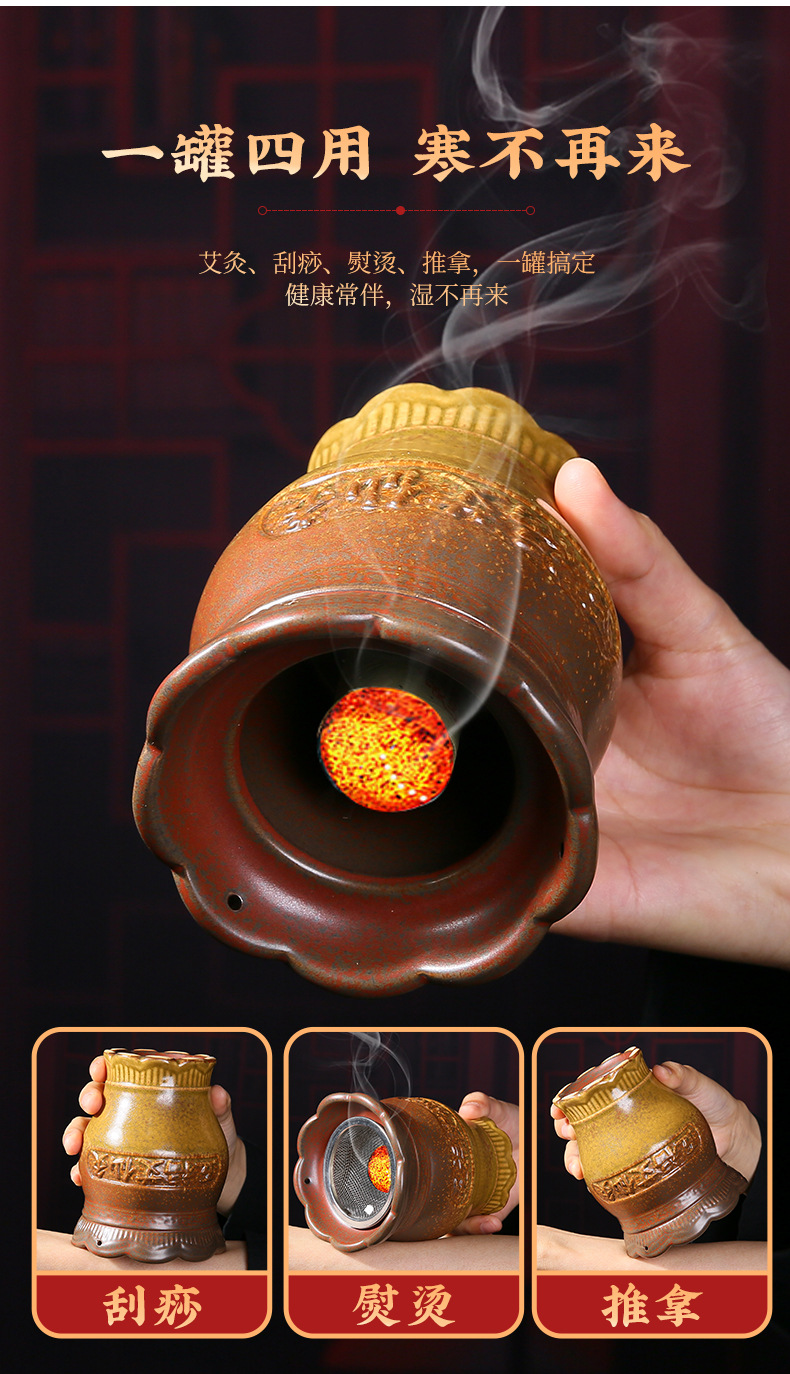 Ceramic Fire Dragon Cupping Jar Moxibustion Warmer for Home Spa Massage Therapy 700g key features