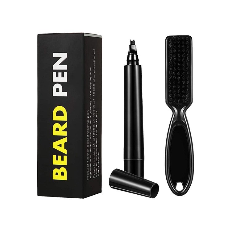Cross-border Hot Waterproof Beard Pen Beard Drawing Beard Pen Boxed Four-prong Beard Pen Set Wholesale