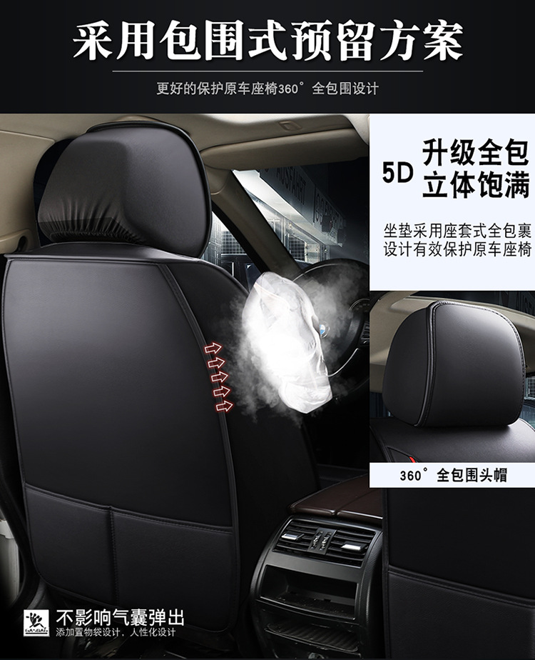 Ecosport 2019/18/17/16 Two-Wheel Drive Luxury Wing Car Seat Cushion, Universal Leather Seat Cover for All Seasons