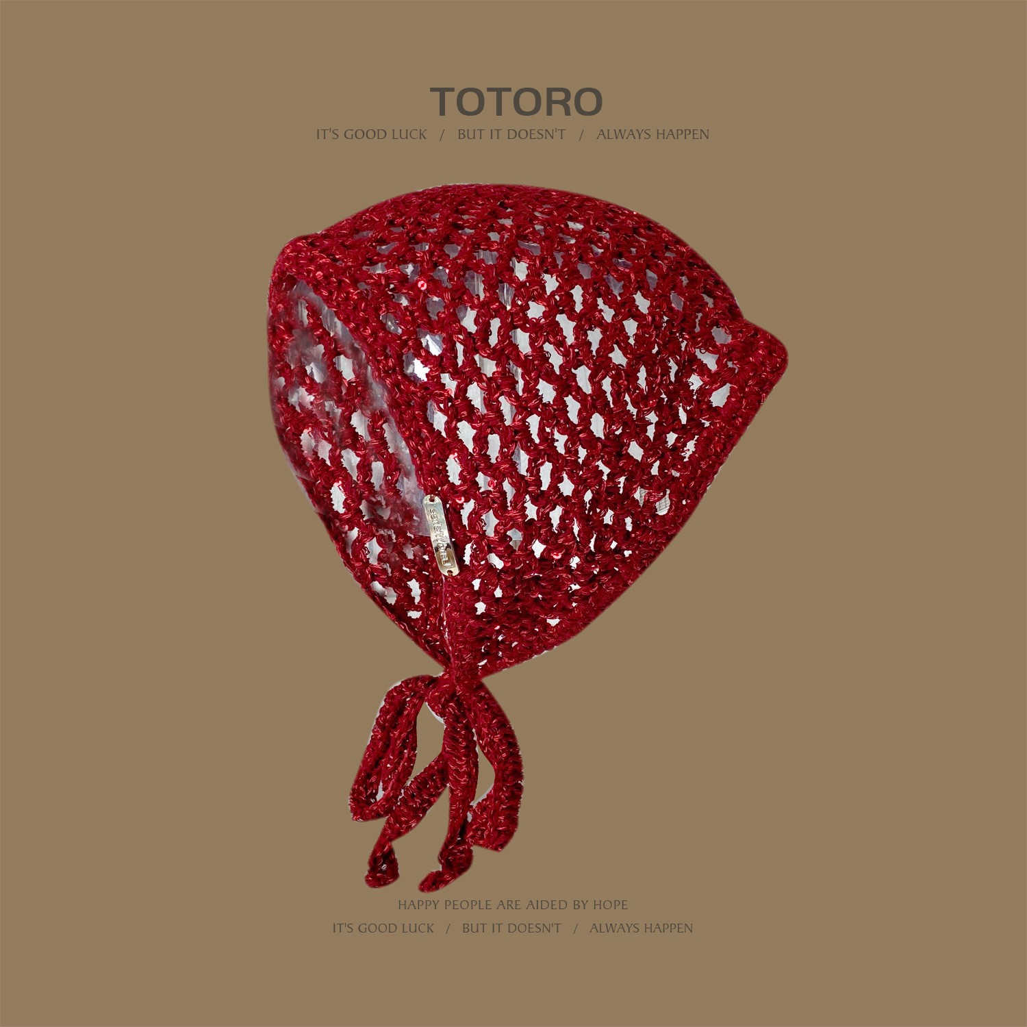 Francia cereza toallas triangulares mujeres primavera y otoño viajes padres-hijos gancho de punto flores hueco pañuelo de arte correa de pelo gorro