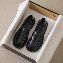 黑色英伦风小皮鞋女2024春秋新款软皮平底jk单鞋学院一脚蹬乐福鞋