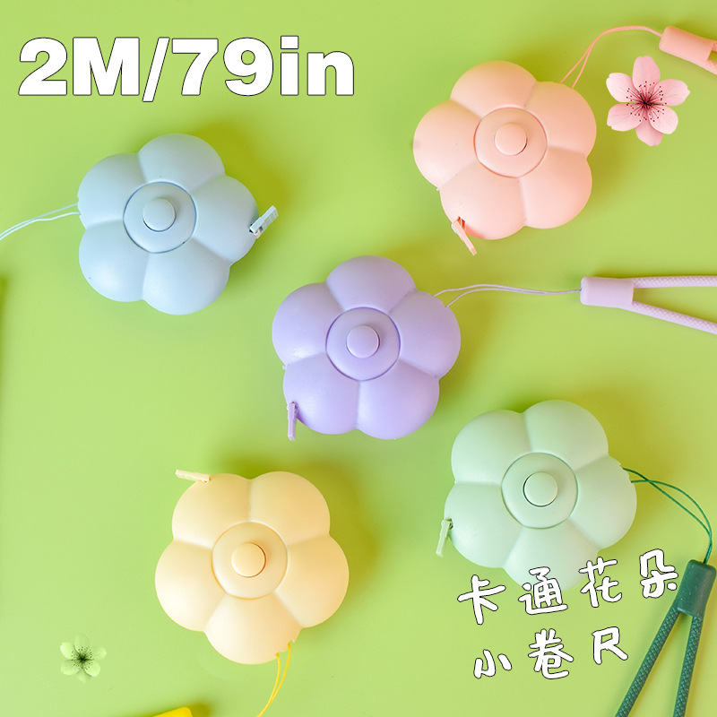 Flores de dibujos animados reglas suaves de 2 metros de cinta de plástico reglas de cuero reglas de medición retráctiles reglas de tres perímetros reglas de pétalos de correa