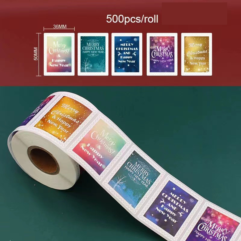 2023亚马逊新款圣诞老人雪人邮票风格MERRY CHRISTMAS圣诞节贴纸