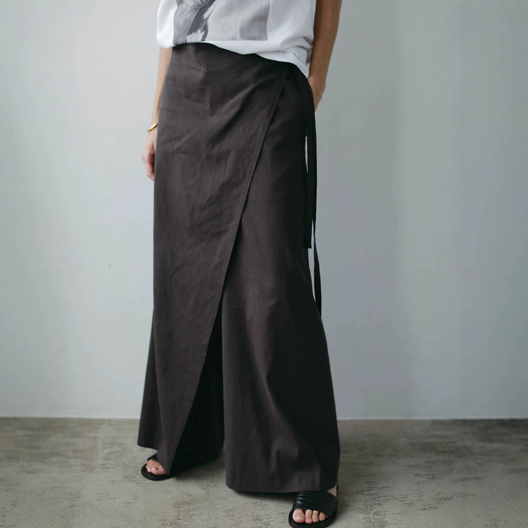 Qianhe весенне-летние новые льняные брюки в японском стиле Old Money Parisian, широкие прямые брюки для женщин