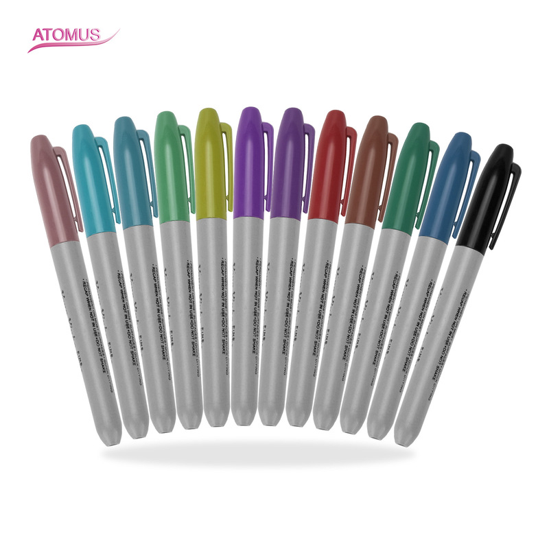 Tattoo marker pen 12 color pen non-erasable mark marker pen waterproof non-fading paintbrush tool WS0219