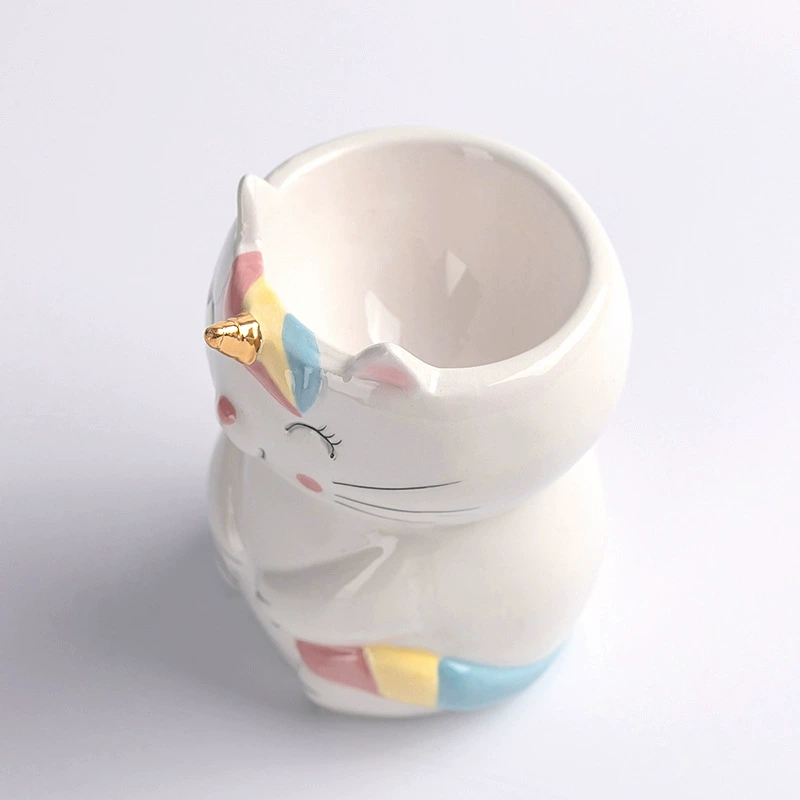 Оптовая продажа серии Rainbow Cat, симпатичная подставка для яиц в форме кошки, креативная керамическая подставка для яиц в форме единорога, кухонная утварь
