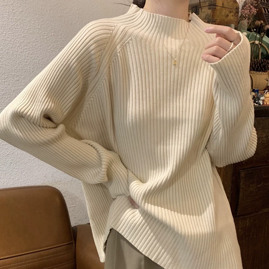 2023 осенне-зимняя свободная универсальная короткая водолазка в Корейском стиле, утолщенная трикотажная нижняя рубашка с внутренним воротом, Женский Нижний свитер