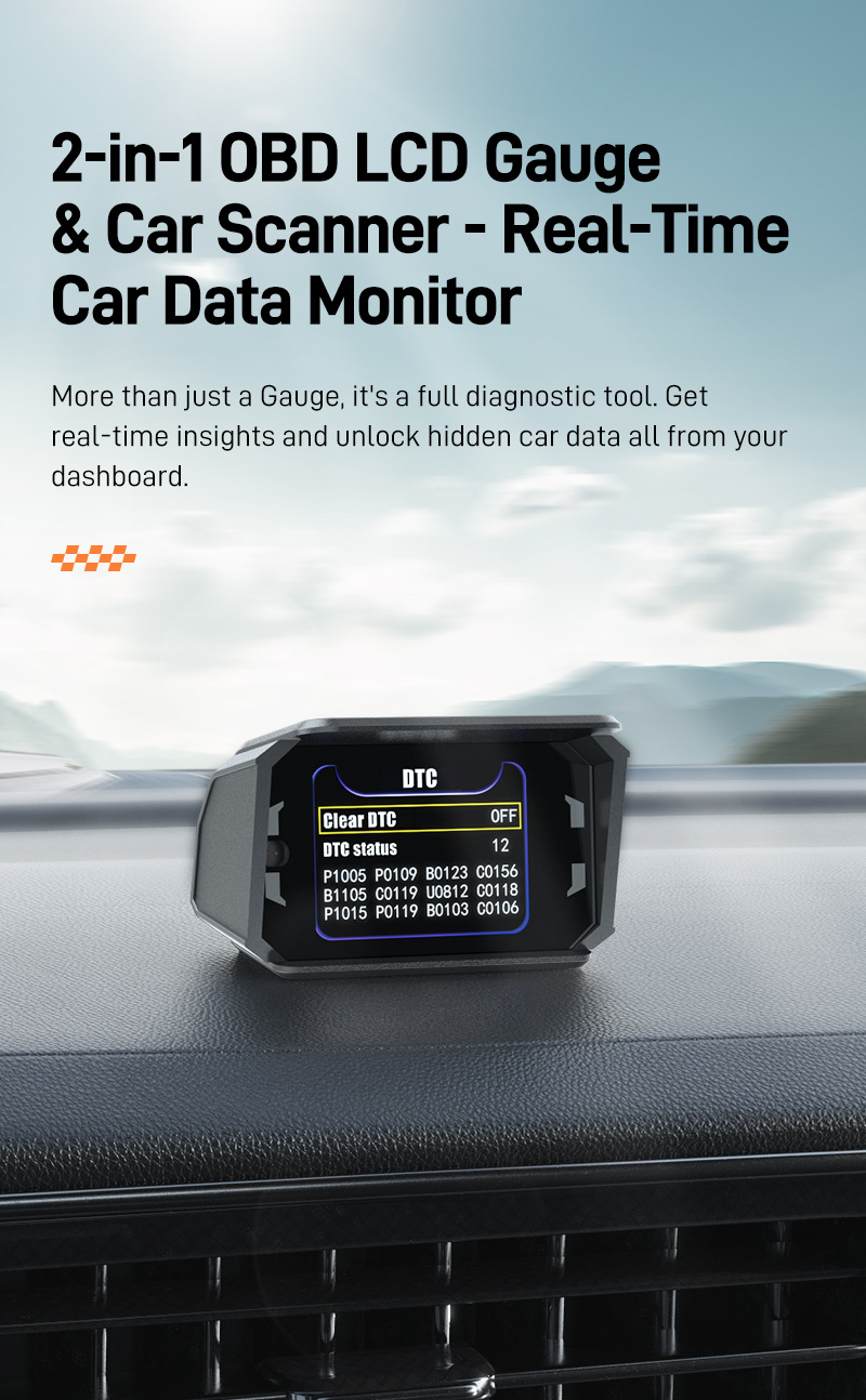 New Hot-Selling Car-Mounted Hud Glare-Free Ghost Shadow Real-Time Automotive Data Analysis Obd High-Definition Lcd Display