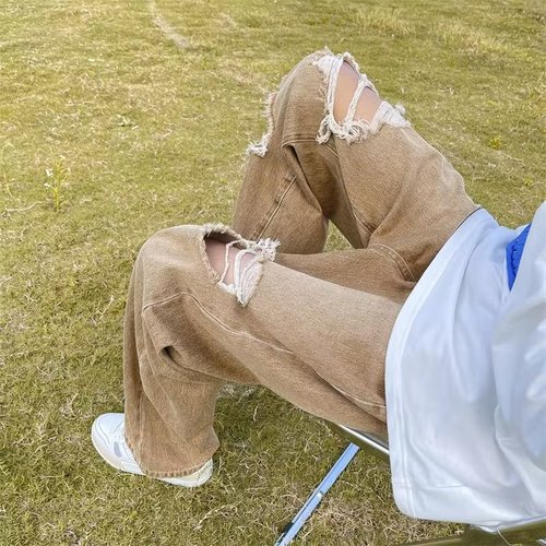 Urban Style Men's Spring and Autumn 2024 New Arrival Jeans Hip-Hop Instagram Trendy Streetwear Cool and Edgy Pant