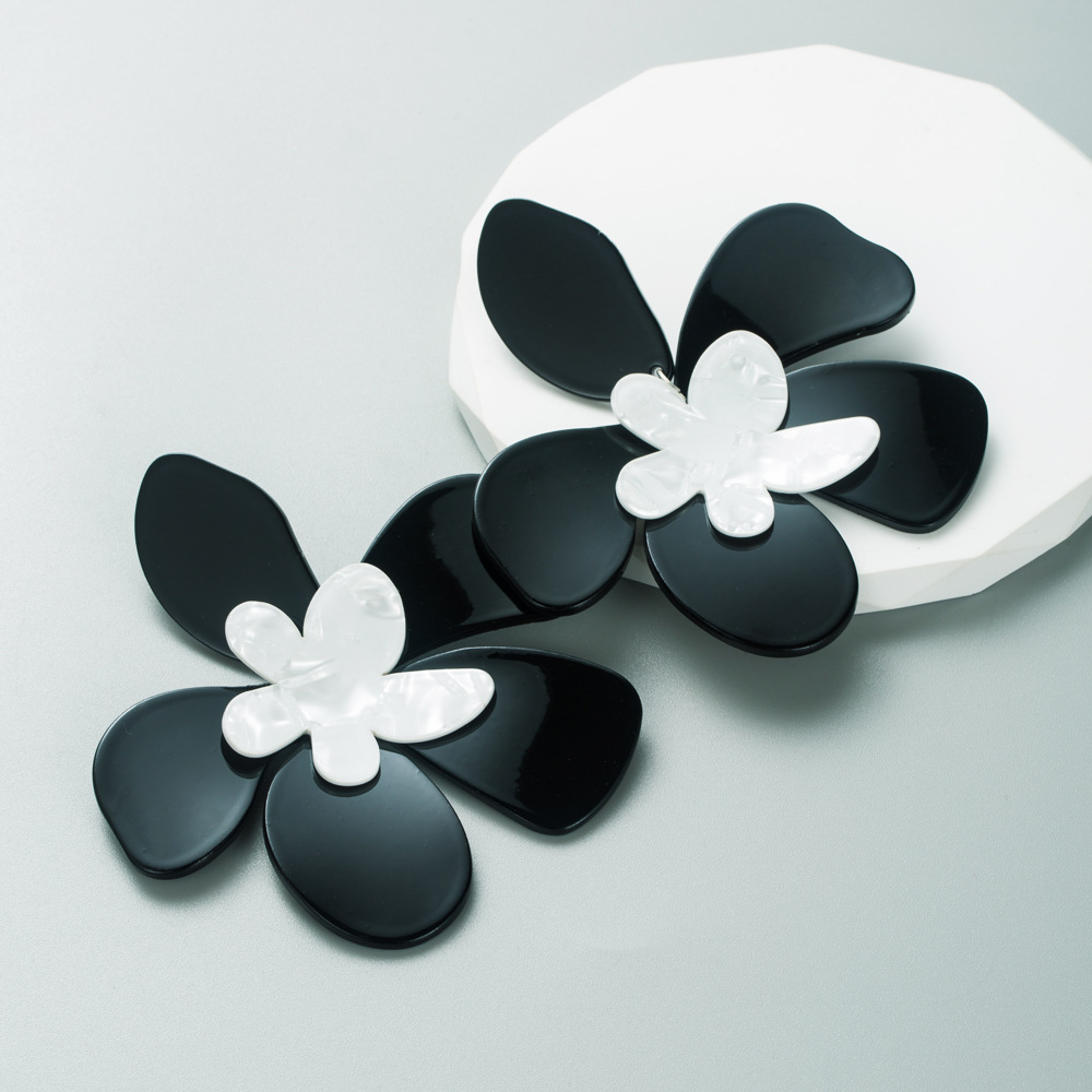 Alloy Material Fashion Flower Arylic Ear Studs