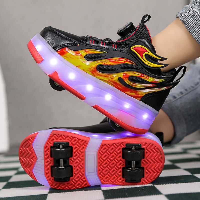 Children's invisible removable skates on four wheels for boys for…