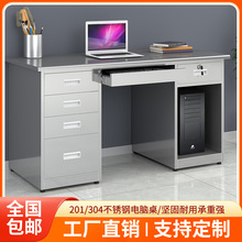 不锈钢办公桌车间工作实验室长方形操作诊疗台桌子带抽屉锁电脑桌