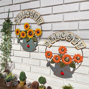 Creative Pastoral Style Wall Hangings Welcome Wall Sign Hanging Wall Sunflower Iron Wall Decoration Balcony