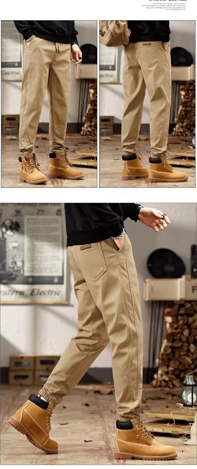 Men's Clothing Men's Heavyweight Twill Casual Trousers Trendy Versatile Spring Autumn Style Loose Fit Tapered Leg Workwear Harem Pants_viptrois.com